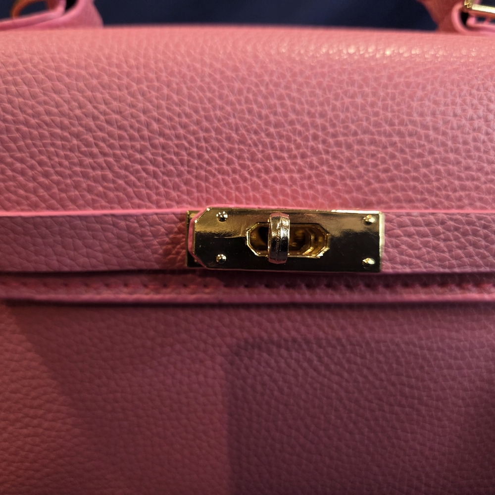 Pink Leather Top-Handle Crossbody Bag - Picture 4 of 7